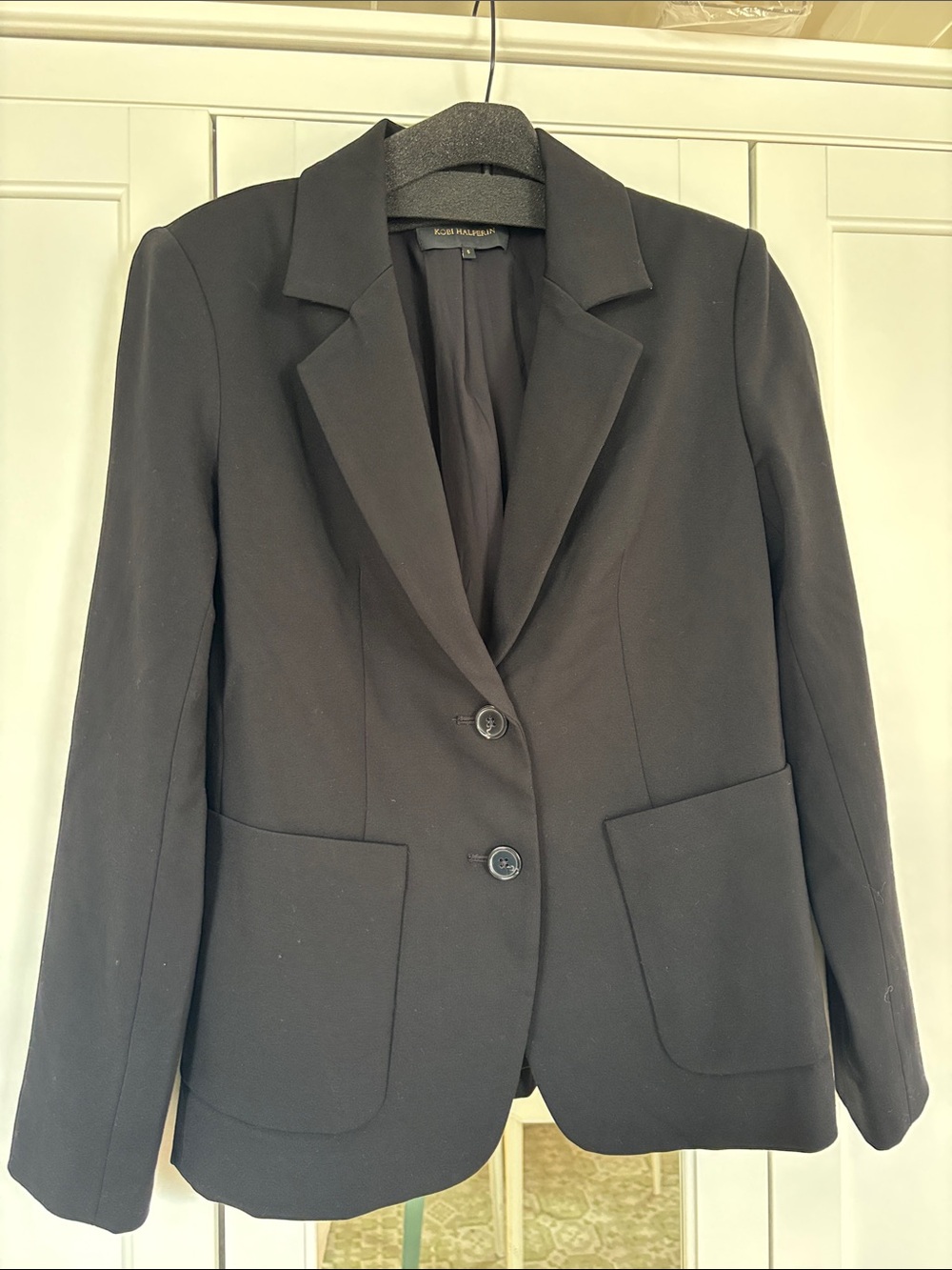 kobi Halperin Black Tailored Two-Button Blazer with Patch Pockets- Ponte -S